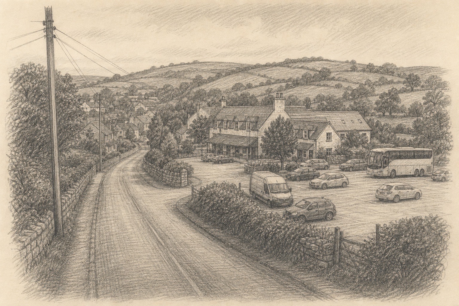 On the road through Kildavin, with room to pull in.