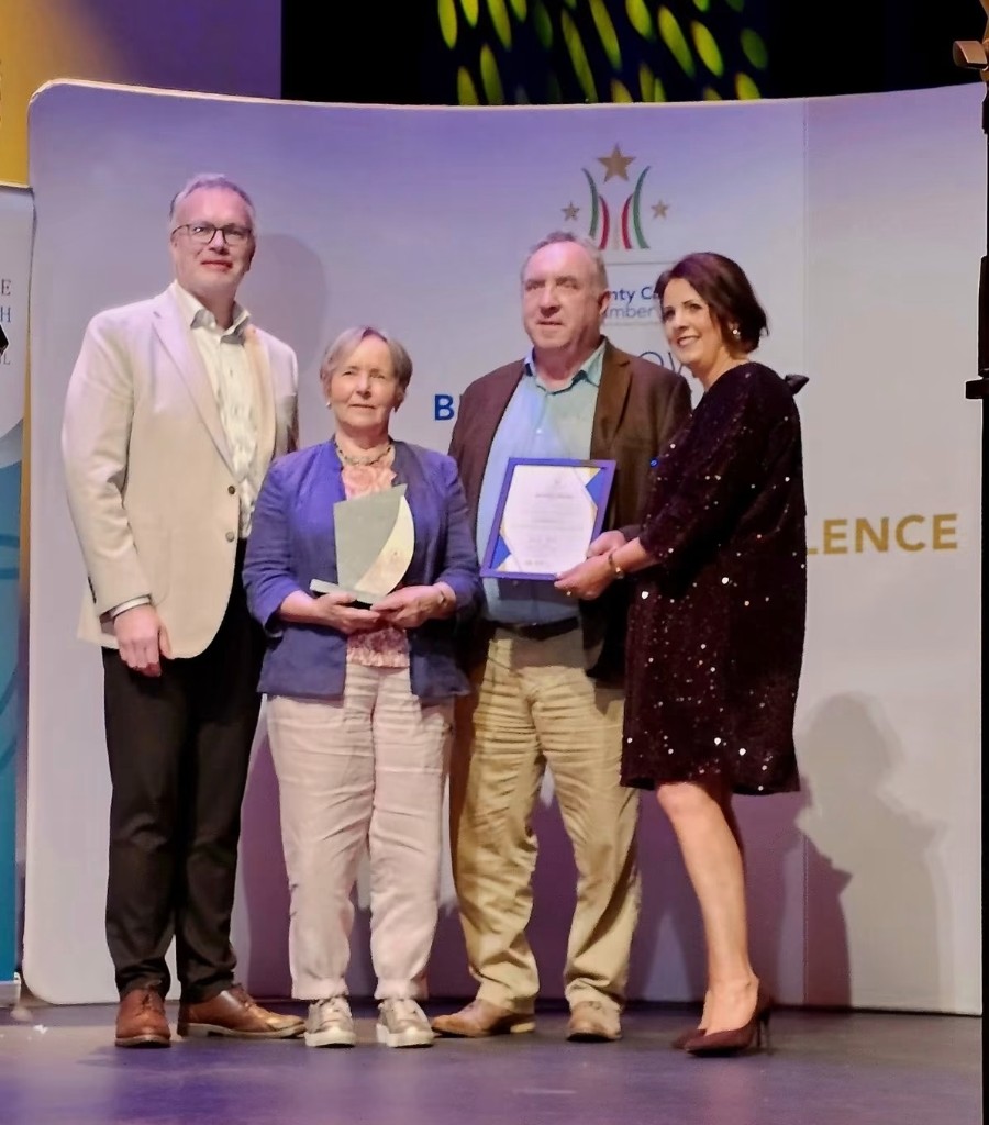 On stage at the Carlow Business Awards